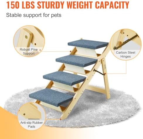 SKYSHALO Wooden Pet Steps and Ramp Combo, 2-in-1 Design, Foldable Access - Image 4