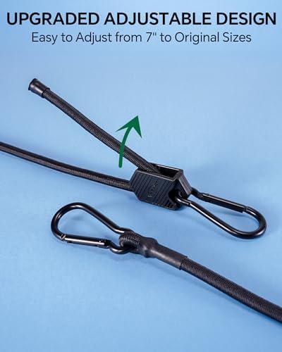 18" 36" 60" 80" Black Adjustable Carabiner Bungee Cords - Image 2