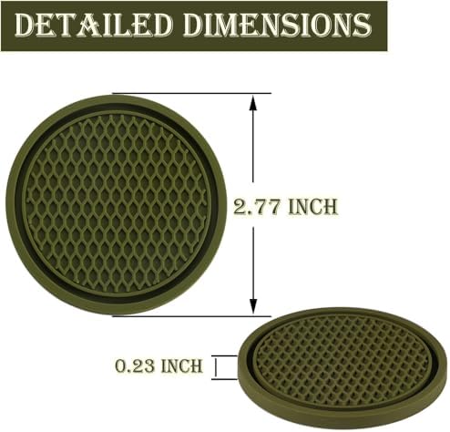SINGARO Car Cup Coaster, Car Interior Accessories, Olive Green - Image 2
