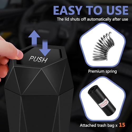 Car Trash Can with Lid, 15 Trash Bags, 1 Pack - Image 2