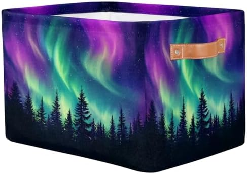 Storage Basket Northern Light Aurora Storage Cube Box Durable Canvas - Image 2
