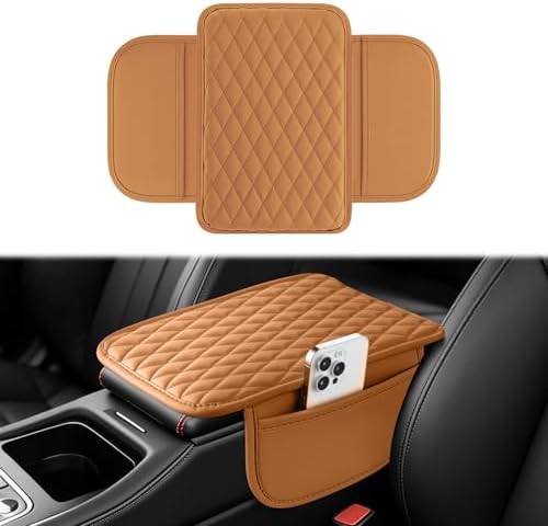 Amiss Car Center Console Cover, Upgraded Leather Car Armrest Cushion by Amiss