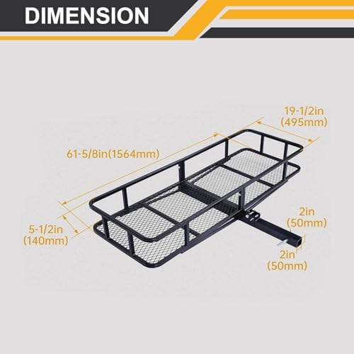 Hitch Cargo Carrier Rack 550lbs 60"x21"x6" Compatible - Image 3
