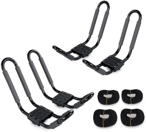 J-Bar Roof Rack Kayak Carrier, 2 Pairs Steel Canoe Boat Surf Ski Gear by Provideautoparts