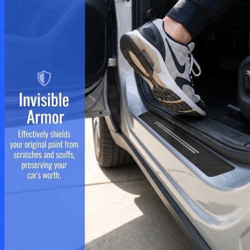 9PCS Carbon Fiber Car Door Entry Guard Sill Protector Cover - Image 3