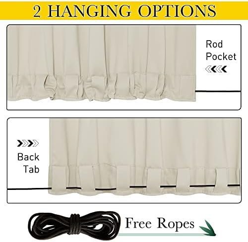 NICETOWN 2 Panels Thermal Outdoor Curtains Windproof W52xL72 Light Beige - Image 3