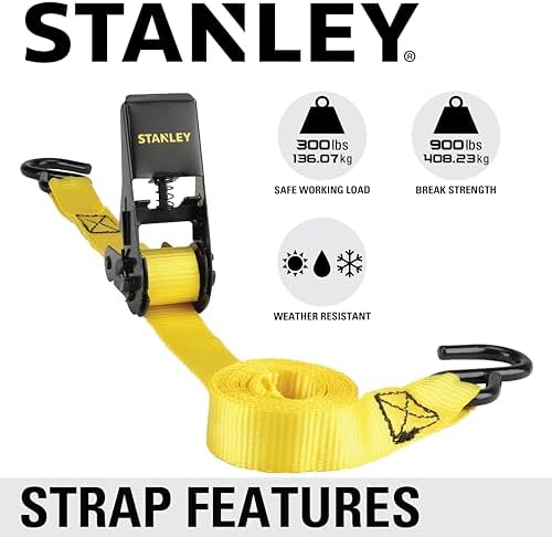 STANLEY 1" x 10' x 900 lbs Light-Duty Ratchet Straps - Image 5