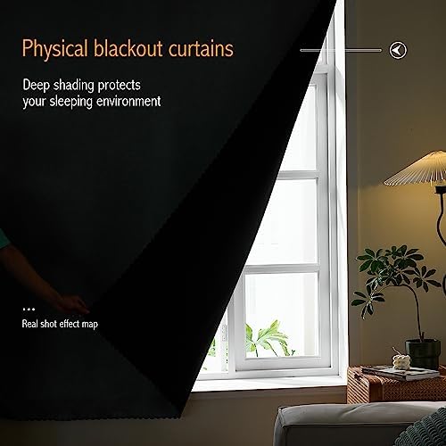 AJAZZ 100% Blackout Stick Curtain Portable Black Out Curtains Adhesive Curtains - Image 4