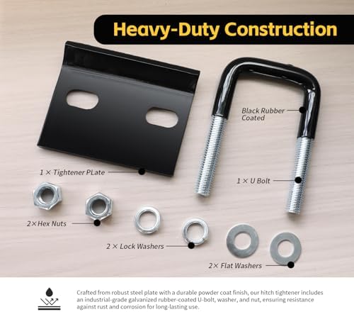 MaxxHaul Hitch Tightener with Rubber Coated Pin Anti‑Rattle Stabilizer - Image 3