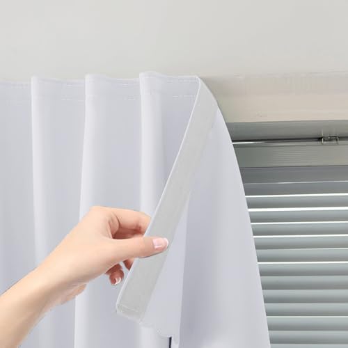 Thermal Blackout Curtains with Self-Adhesive Tape, No Rod No Drill Easy Install by Sovtfides
