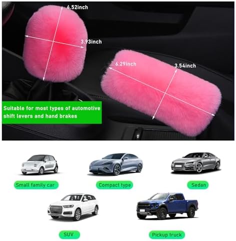 Ziciner 2PCS Plush Car Gear Shift Knob Cover & Handbrake Cover, Comfortable - Image 2