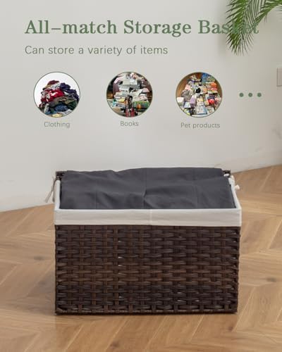 SETVSON Storage Basket with Lid, 2-Lid PE Rattan Storage Bin - Image 6