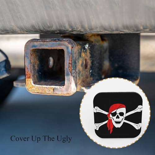 Pirate Skull Hitch Receiver Cover 2" Red Bandanna Crossed Bones Skeleton - Image 4