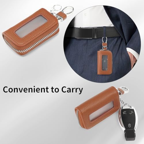 SENDEFN Universal Car Key Fob Case Leather Smart Remote Keychain Protector - Image 6