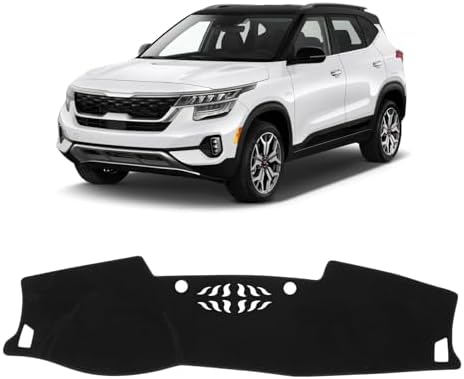 KUST Black Dash Cover for Kia Seltos 2021 2022 2023 Polyester Dashboard Cover by KUST
