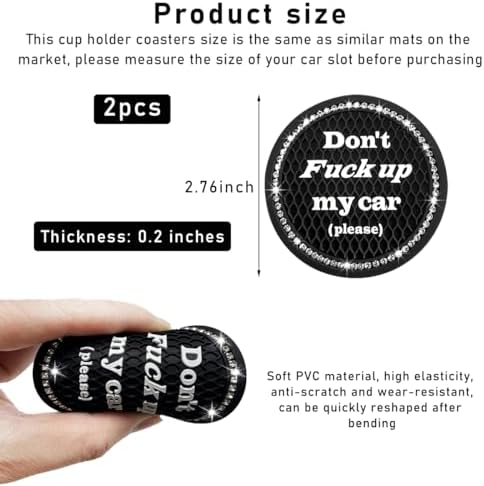 2 PCS Bling Car Cup Coaster, 2.75 Inch Anti-Slip Cup Holder Insert Coasters - Image 2