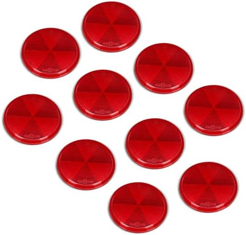 10 Pack 3 Inch Red Self Adhesive Round Reflectors, Road Stick-on by YinaolanAutomotiveParts