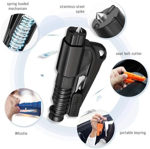 8 Pcs Car Window Breaker Tool Keychain, 3 in 1 Glass Breaker Seatbelt Cutter - Image 4