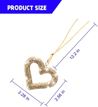 Mandark Crystal Rhinestone Heart Rearview Mirror Pendant - Image 2