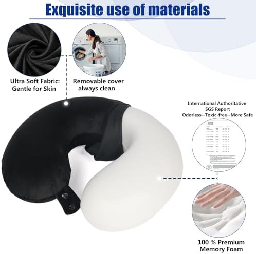 SAIREIDER Travel Pillow 100% Pure Memory Foam Travel Neck Pillow - Image 4
