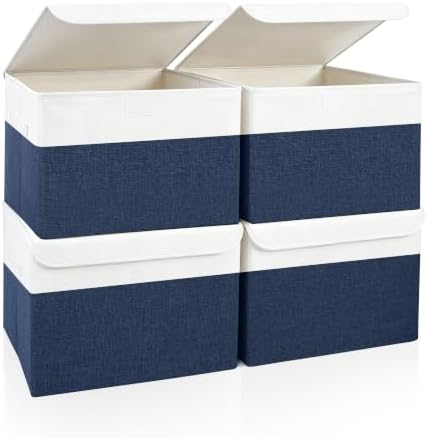 Bagnizer Large 22 Quart Linen Fabric Foldable Storage Bin Cube Organizer Basket by Bagnizer