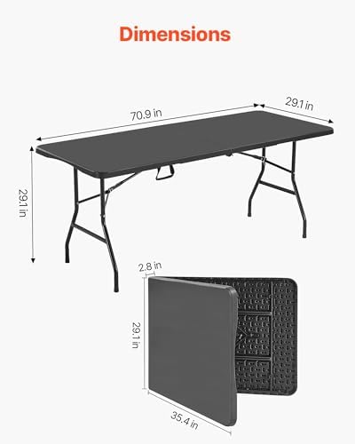 VEVOR Folding Table, Heavy Duty Portable Fold-in-Half Utility Table, Indoor - Image 3