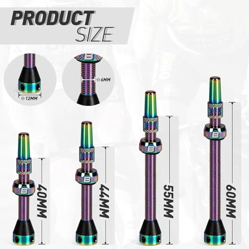 BWSHLF Tubeless Presta Valve Stem 40/44/55/60/65/80/100 mm, Super Light Alloy - Image 5