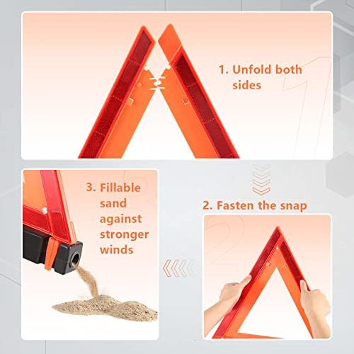 WORKKOOL 3 Pack Foldable Warning Reflective Triangles - Image 3