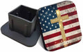 Swono 1 Pack AUTO Trailer Hitch Cover Golden Cross on Vintage Flag 2Inch Rubber by Swono
