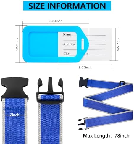 Luggage Straps and Tags Set for Suitcase, 4 Vibrant Color Straps and 4 Tags - Image 4