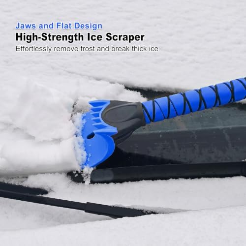 57 Inch Long Snow Brush with Broom Ice Scraper - Image 6