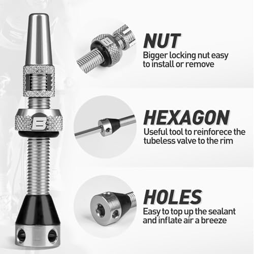 BWSHLF Tubeless Presta Valve Stem 40/44/55/60/65/80/100 mm, Super Light Alloy - Image 2