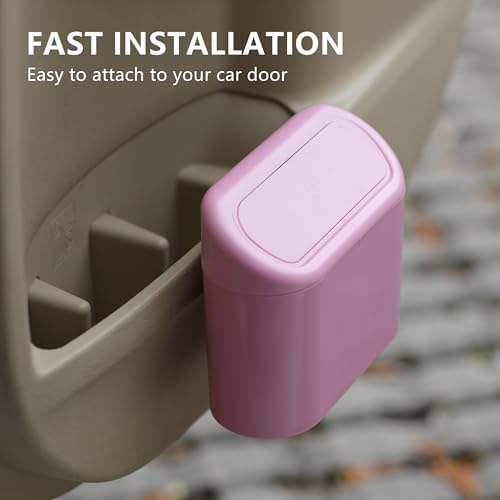 Ginsco Mini Car Trash Can with Lid, Small Car Garbage Can, Cute Leakproof ABS - Image 2