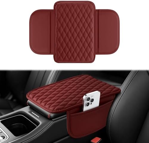 Amiss Car Center Console Cover, Upgraded Leather Car Armrest Cushion by Amiss