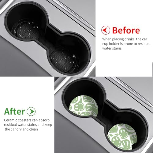 Car Coasters, 2.56 inches Ceramics Heat Resistant Anti Slip Cork Base Car - Image 4