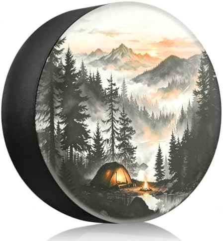 RV Spare Tire Cover Mountain Lake Tree 14in Waterproof Universal Fit by THELIGHTOFLIFE