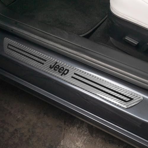 iPick Image for Jeep Silver Real Carbon Fiber 4 Pcs Universal Door Sill Step - Image 3