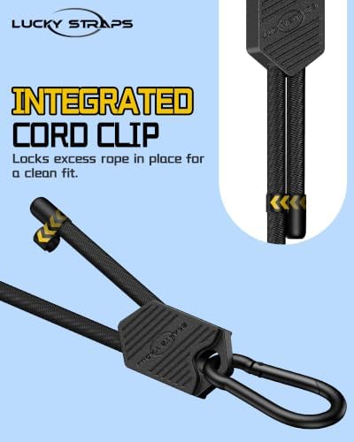 Lucky Straps 12" Black Adjustable Carabiner Bungee Cords - Image 2