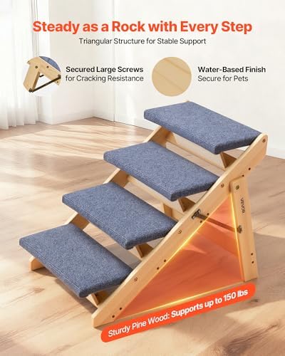 VEVOR Wood Pet Stairs, 4-Step Dog Stairs - Image 3