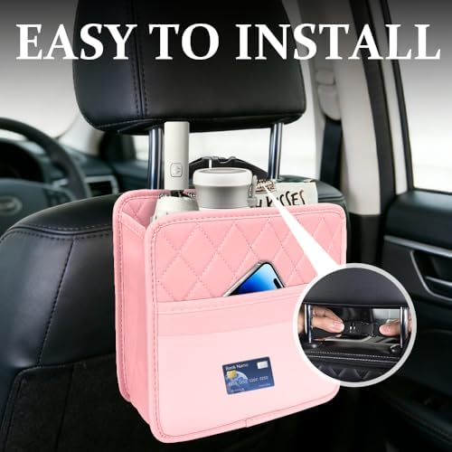 Car Seat Back Organizer, Leather Backseat Hanging Storage Bag, Car Large - Image 4