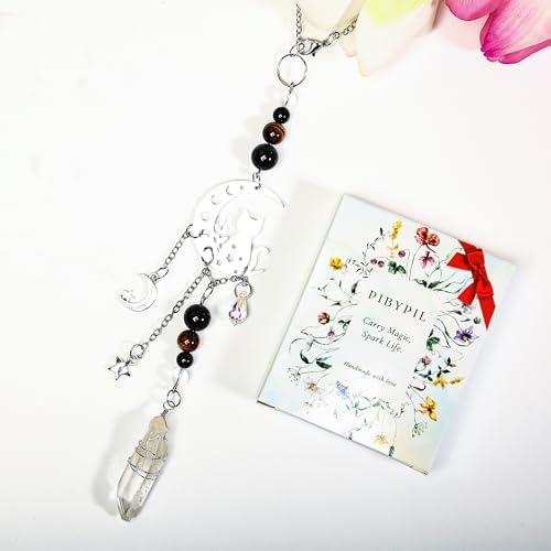 Car Rear View Mirror Witchy Accessories Car Hanging Ornament, Cat&Moon Rearview - Image 2