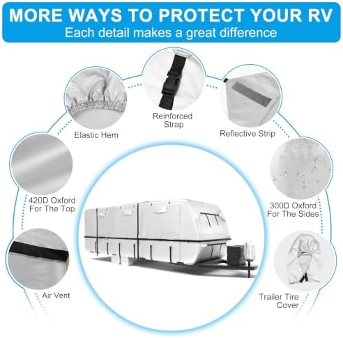 Mofeez Travel Trailer RV Cover 420D Oxford 27'-30' Camper Cover RV Covers - Image 3