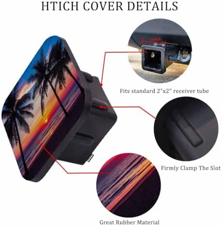 Tropical Beach 2" Hitch Cover Paradise Ocean Sea Palm Trees Sunset Hitch Tube - Image 3