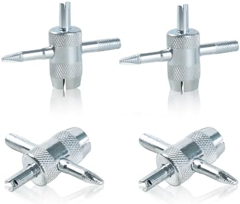 4 Pcs 4-Way Valve Core Removal Tool Stainless Steel Tire Valve Stem Tools by Unknown