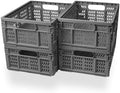 4-Pack Plastic Storage Crates, 20L Foldable Baskets, Collapsible Crates by MakeLifeSimpleandEfficient