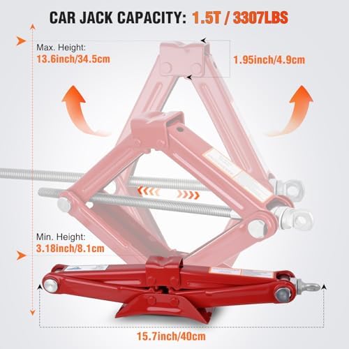 Nilight Scissor Jack for Car 1.5 Ton 3307 lbs, Lift Jack Kit w Crank Handle - Image 2