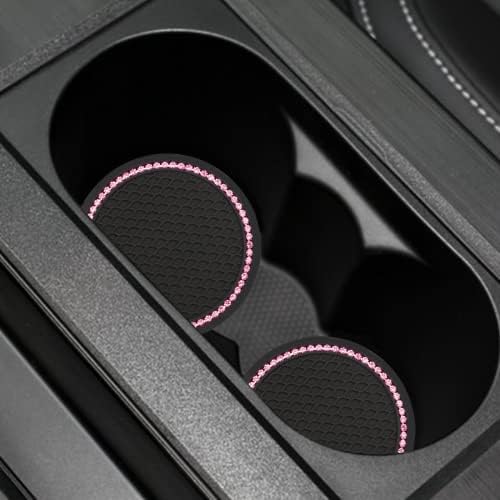 Yousheng 2PCS Bling Car Cup Coaster, Universal Holder Insert Rhinestone Anti - Image 2