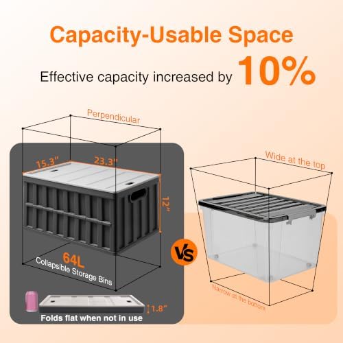 Citylife 2PC 64L Collapsible Storage Bins - Image 6