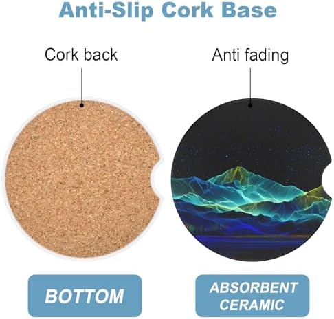2 Pack Car Cup Holder Coaster, 2.63 inch Anti Slip Insert Absorbent Ceramic Car - Image 3