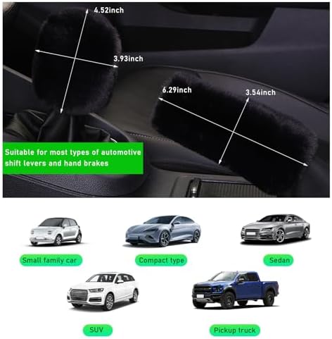 Ziciner 2PCS Plush Car Gear Shift Knob Cover & Handbrake Cover, Comfortable - Image 2